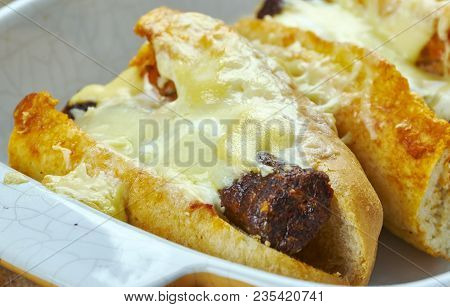Oven Baked Chili Cheese Dogs , Close Up