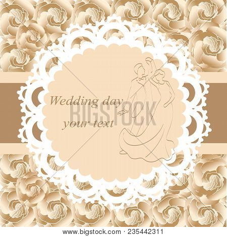 Invitation Card With The Bride And Groom In Vintage Style. Bride And Groom. Wedding Invitation. Vect