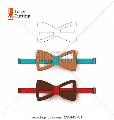 Laser Cut Bow-tie Template. Vector Silhouette For Cutting A Bow Tie On A Lathe Made Of Wood, Metal, 
