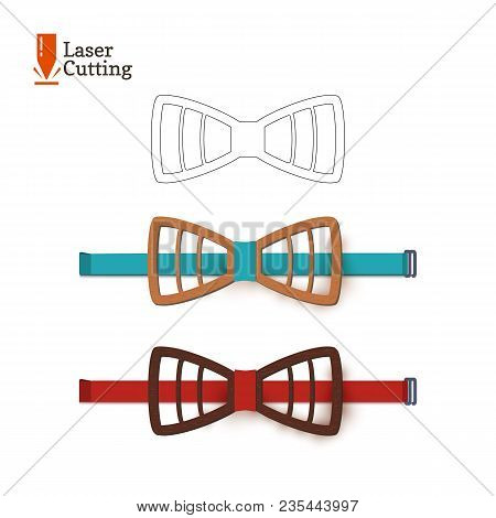 Laser Cut Bow-tie Template. Vector Silhouette For Cutting A Bow Tie On A Lathe Made Of Wood, Metal, 