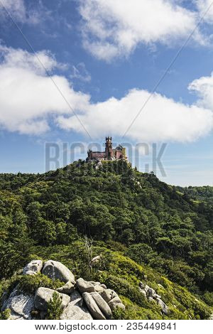 View Of Palacio Da Pena On The Top Of The Mountain From Castelo Dos Mouros