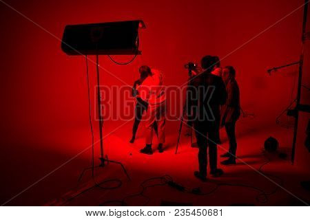 Film Crew Are Working, Process Of Shooting Film