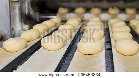 Preparing And Weighing Dough In A Large Bakery.