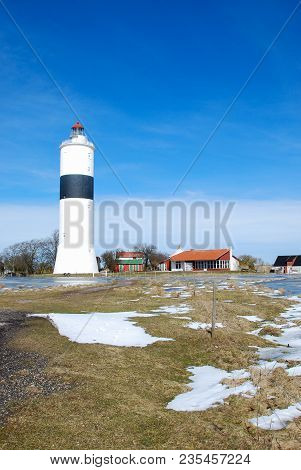 Springtime With Melting Snow By The Swedish Lighthouse At Ottenby On The Island Oland In The Baltic 