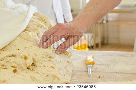 Preparing And Weighing Dough In A Large Bakery.