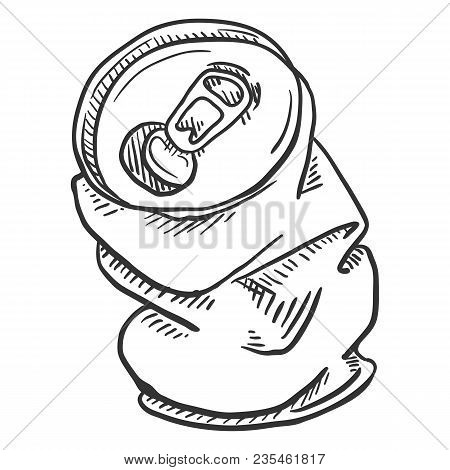 Vector Single Sketch Crumpled Beer Can