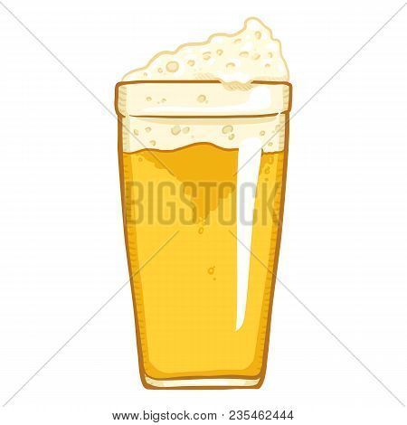 Vector Single Cartoon Glass Of Light Beer With Foam