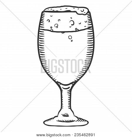Vector Sketch Glass Of Beer With Foam