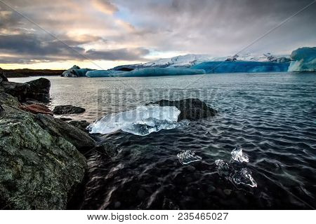 Jökulsárlón Glacier Lagoon In Iceland In Winter