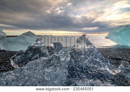Jökulsárlón Glacier Lagoon In Iceland In Winter