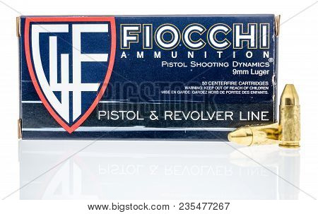 Winneconne, Wi -  30 March 2018: A Box Of Fiocchi Ammunition On An Isolated Background.