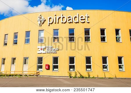 Trondheim, Norway - August 03, 2017: Pirbadet Waterpark Is A Largest Indoor Swimming Pool In Norway,