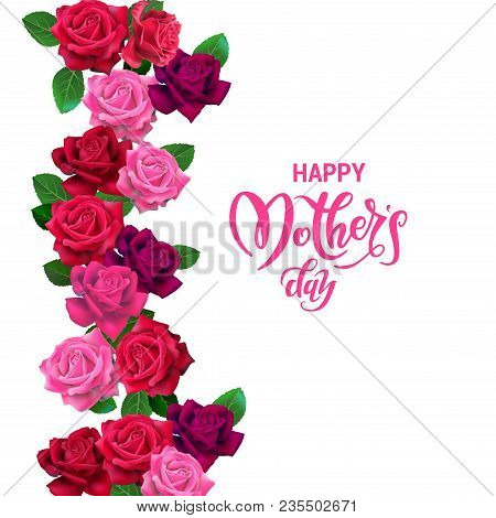 Roser Beautiful Flowers Frame. Template For Design Holiday Cards.