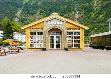 Flam, Norway - July 26, 2017: Flam Museum. Flam Is A Village In Flamsdalen, At The Aurlandsfjord A B