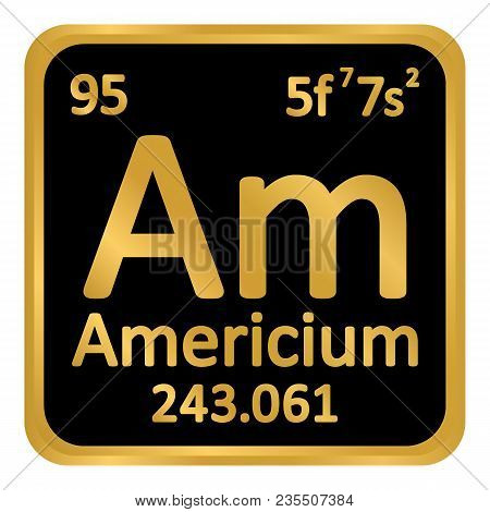 Periodic Table Element Americium Icon On White Background. Vector Illustration.