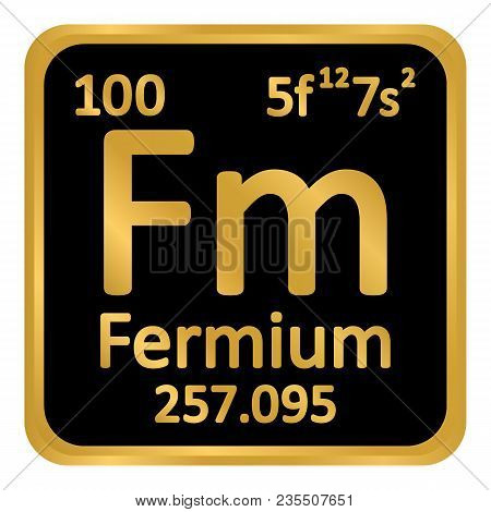 Periodic Table Element Fermium Icon On White Background. Vector Illustration.