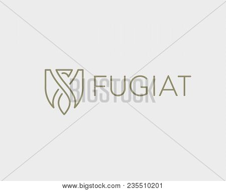 Eagle Shield Logo Design. Linear Dragon Vector Logotype