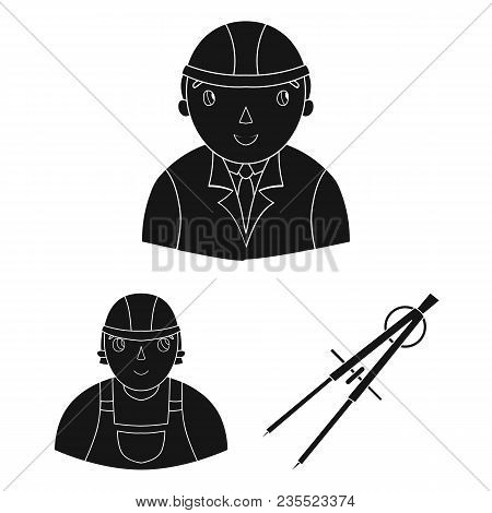 Architecture And Construction Black Icons In Set Collection For Design. Architect And Equipment Vect