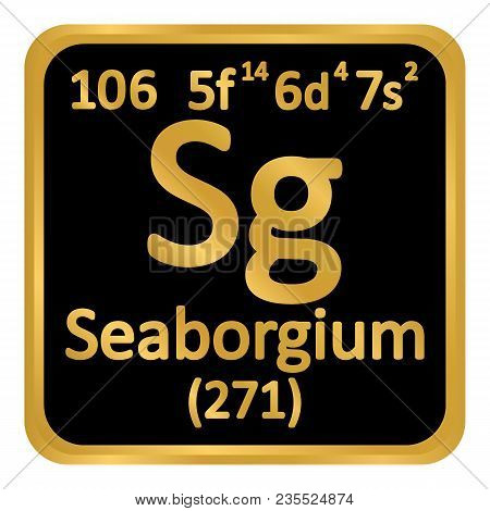 Periodic Table Element Seaborgium Icon On White Background. Vector Illustration.