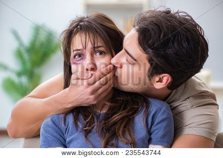 Desparate wife with aggressive husband in domestic violence