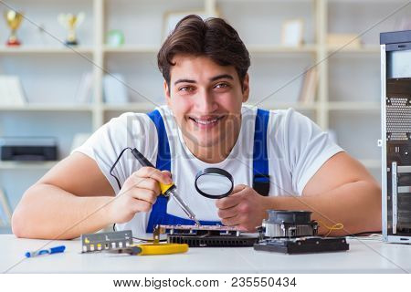 Computer hardware repair and fixing concept by experienced techn