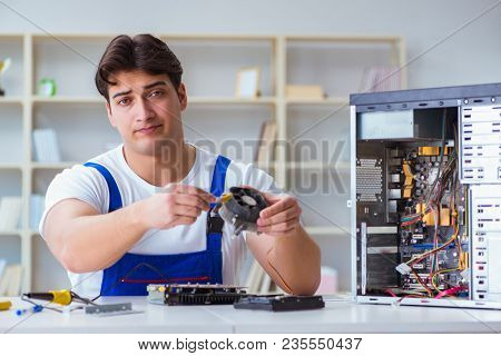 Computer hardware repair and fixing concept by experienced techn