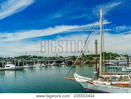 Provincetown Marina And Pilgrim Monument, Provincetown Ma Us.