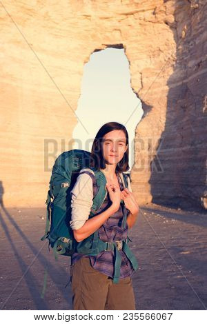 Woman traveling with backpack