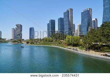 Incheon, Korea - April 27, 2017: Songdo International Business District (songdo Ibd) With Songdo Cen