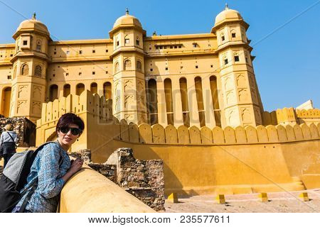 Amer Fort. The Fortified Residence Of Raja Man Singha.in Northern Suburb Of Jaipur, On The Crest Of 