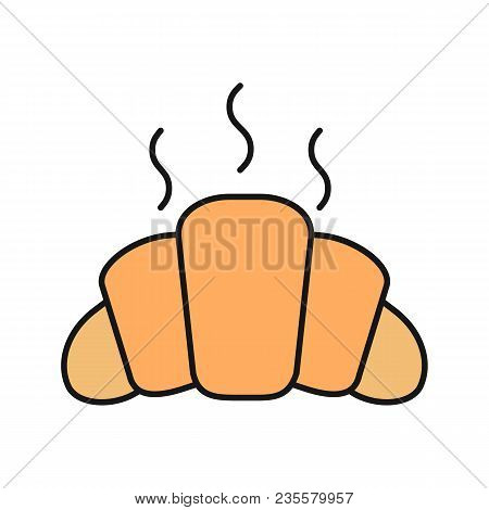 Fresh Croissant Color Icon. Crescent Roll. Isolated Vector Illustration