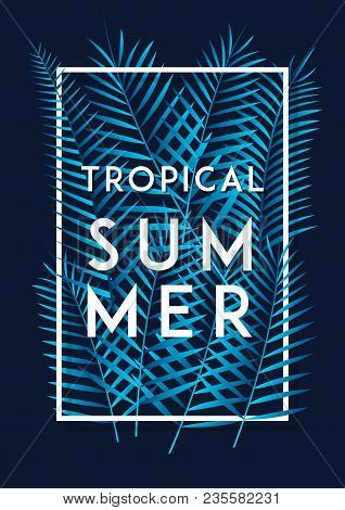Tropical Summer Leaf Palm Poster Design Template