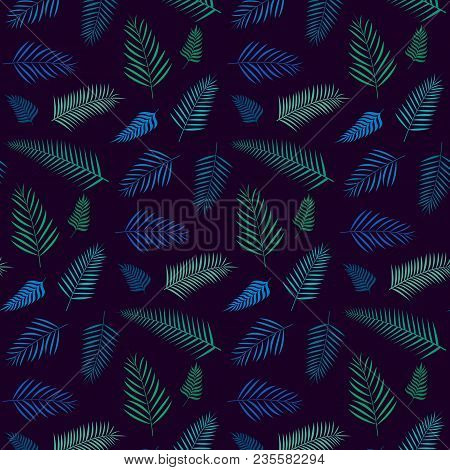 Summer Pattern Dark Color Tropical Leaf Design