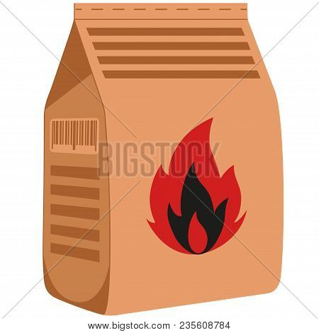 Colorful Cartoon Coal Bag. Outdoors Recreation Vector Illustration For Gift Card Certificate Banner 