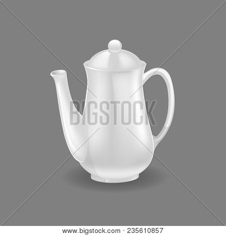 Realistic Template, Mock-up, Porcelain Ceramic Ware. Kettle For Making Tea, Coffee, Sweet Drinks, Ke
