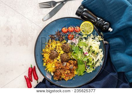 Moroccan beef kefta meatballs meatball and semolina