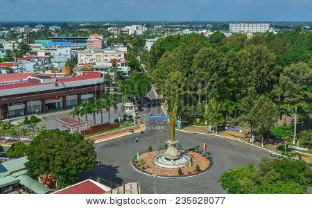 Long Xuyen, Vietnam - Sep 1, 2017. Aerial View Of Long Xuyen, Vietnam. Long Xuyen Is The Provincial 