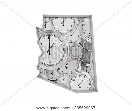 Arizona AZ Clock Time Passing Forward Future 3d Illustration