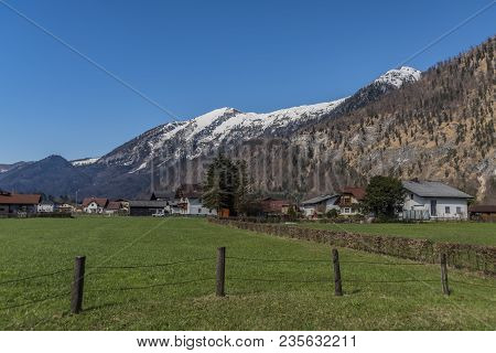 Village Near Ebensee Sea And Town In Big Austrian Alps