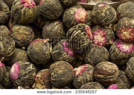 Purple Thistle Flower Dry Herbal Tea Background