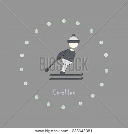 Flat Icons On Theme Of Andorra Escaldes