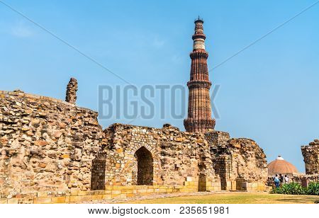 Alauddin Khilji Tomb And Madrasa At The Qutb Complex In Delhi, India