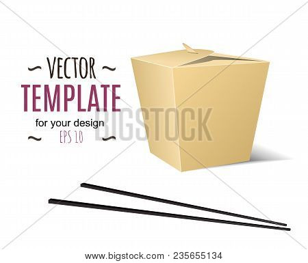 Chinese Food Box With White Background. Vector Illustration