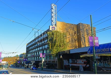 Vancouver - Nov 11, 2014: Sands Best Western Plus Hotel On Davie Street In Vancouver, British Columb