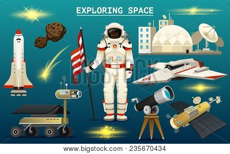 Astronaut Spaceman. Planets In Solar System. Astronomical Galaxy. Cosmonaut Explore Adventure. Engra