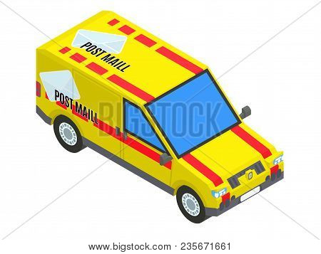 Yellow Postal Isometric Car Stock Vector Image Illustration
