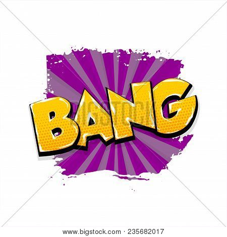 Bang Boom Pow Hand Drawn Pictures Effects. Template Comics Grunge Speech Bubble Brush Halftone Dot B
