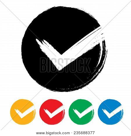 Check Mark In Circle, Vector Illustration Isolated On White