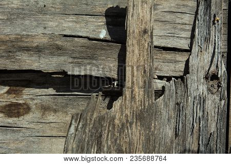 Background Is An Old Wooden Rough Layered Plywood