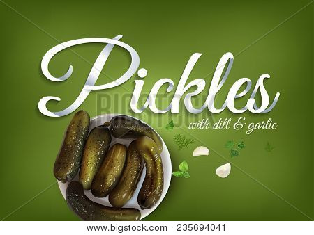 Vector Realistic Illustration Of Pickled Cucumbers. Colorful Objects On A Transparent Background.